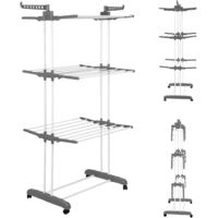 Sifree – Étendoir à linge pliable 4 niveaux – Capacité 35kg – Dimensions 75x49x170cm – Roulettes pour déplacement facile – Utilisation intérieure et extérieure