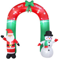 2.4m Bonhomme de Neige Gonflable et Père Noël Merry Welcome Portique ,Décoration de Noël Extérieur avec effets de lumièr