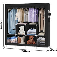 Armoire Portable Pliable - Penderie Suspendue 165x170x45 Cm - Grise, Housse Oxford - Capacité 100 Kg - Montage Facile