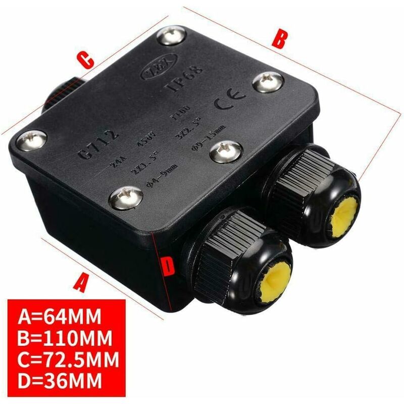 Abzweigdose Wasserdicht IP68 Verteilerdose Freien Garten,3-Wege-Verbindungsdose Abzweigdose Wasserdicht IP68 Verteilerdose Freien Garten,3-Wege-Verbindungsdose