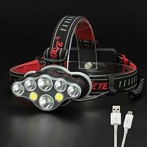 Stirnlampe 8 LED Wiederaufladbare Kopflampe USB Stirnleuchte 8 Modi 18000 Lumen 