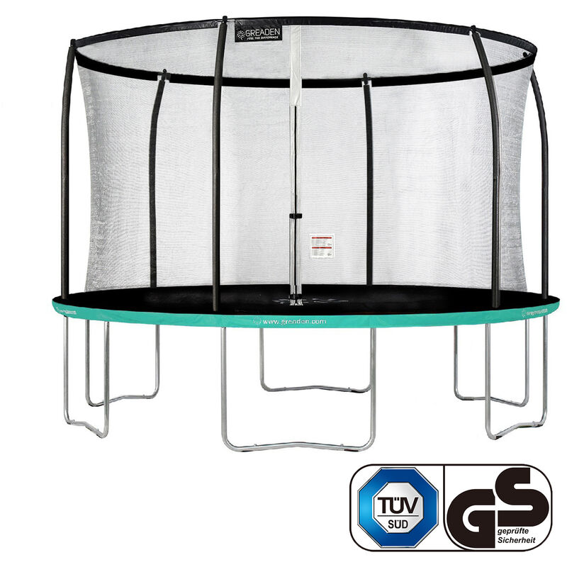 Trampolín 360cm, Certificación GS/TÜV/CE Por Seguridad Probado, Exterior Equipo Jardín,Normas de la UE GREADEN, Verde