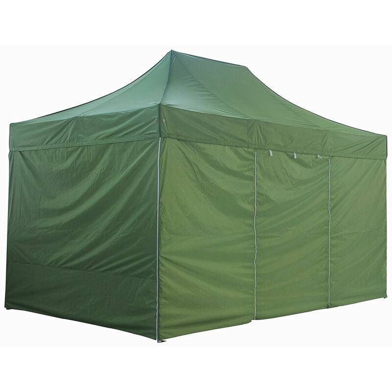 Carpa plegable verde con 4 paredes desmontables 3x4,5m SUPER Robusto Tubo de aluminio de 40 mm Lona plegable Barnum impermeable 420D + Bolsa de transporte