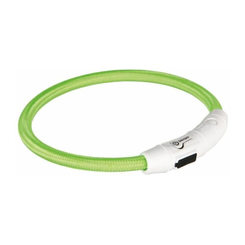 Collar Para Perros trixie verde nylon porte medio de aro flash usb con luz ml 45 cmø 7