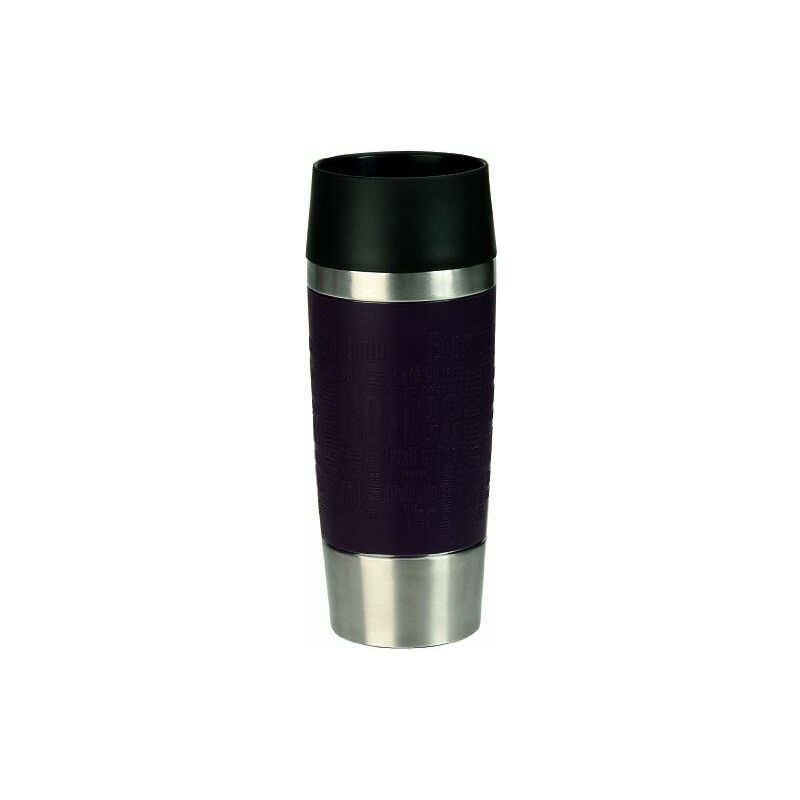 Menaje Emsa 513361 travel mug taza de 0.36 mantiene calor 4 h y 8 acero inoxidable con base antideslizante zona agarre silicona letras grabadas