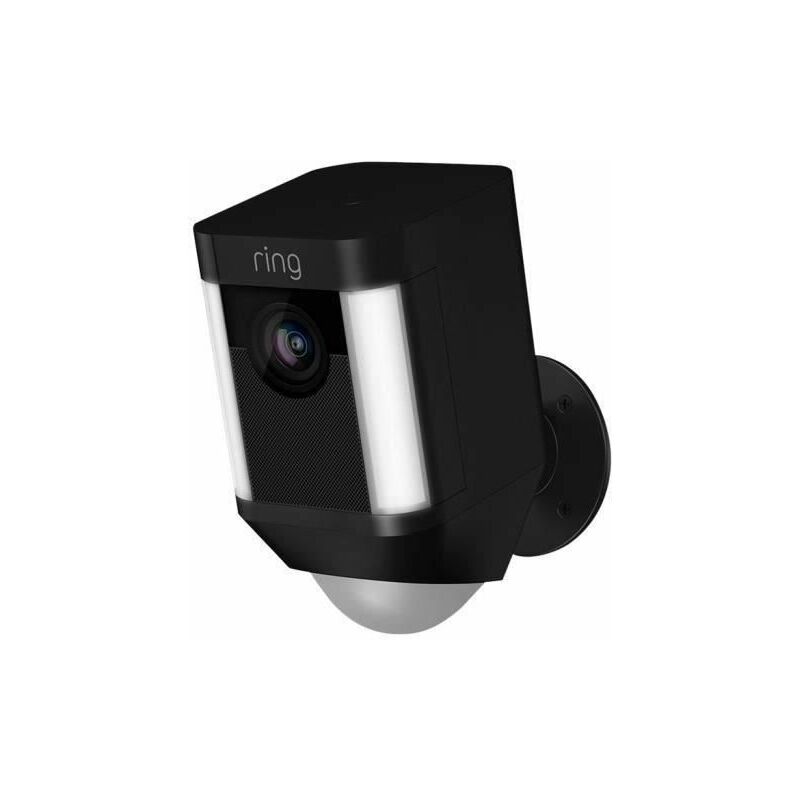 Ring Spotlight Cam con batería - Cámara de seguridad 1080 HD con foco LED, comunicación bidireccional, alarma y conexión wi-fi, negra