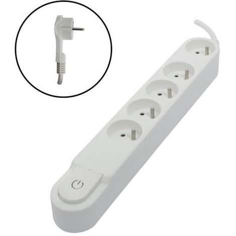 Garza Home Design Regleta con interruptor y enchufe plano, 3 tomas