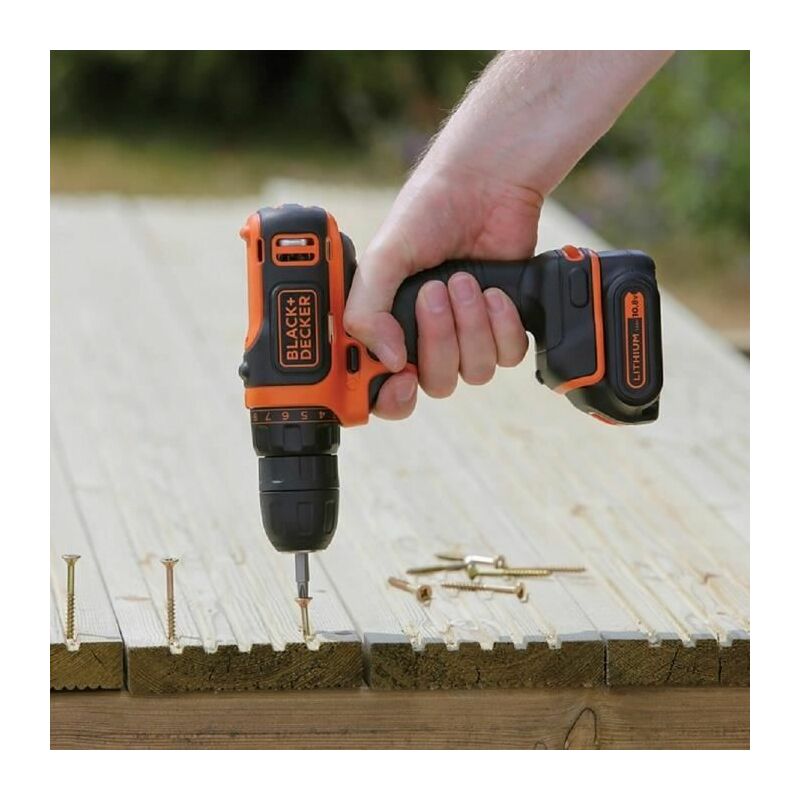 Black Decker BDCDD12BAFC Pistol grip drill 1.5Ah Black Orange