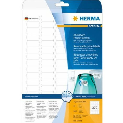 HERMA 10002 Etichetta con prezzo Rimovibile Bianco 2000pezzo(i