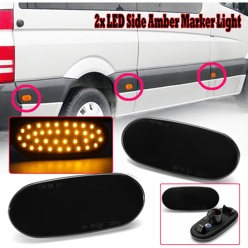 LED Side Position Indicator Position Light for Mercedes Sprinter W906 VW  Crafter (Black) (Black, pcs normal)