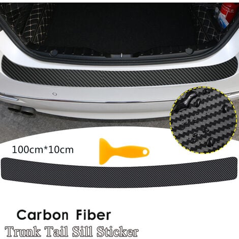 Rear Carbon Fiber Trunk Sticker Cover Bumper Trim Guard Protector Car Rear  Door Sill Guard Body Bumper Strip Protective Trim Protector