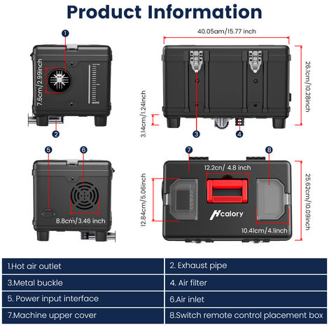 2024 New Diesel Air Heater 5-8KW 12V 110-240V All In One LCD Thermostat Boat Motorhome Truck Trailer New Type Plug UK