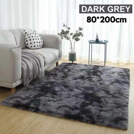 80x200CM Soft Fluffy Dark Gray Non-slip Living Room Rug