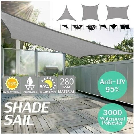 Outdoor Garden Yard Sun Shade Sail Sun -proof Top Canopy Cover Awning (gray, rectangle 3x4m)