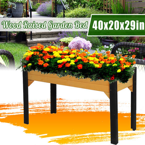 40 inch x 20 inch x 29 inch Raised Wood Planter Planter Box Vegetable Flower Herb Pot