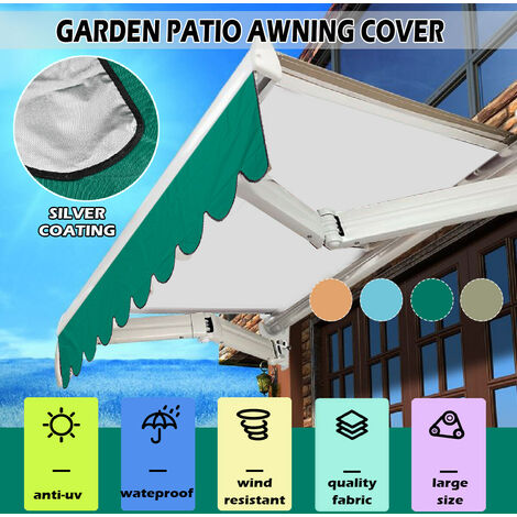 Outdoor garden awning cover waterproof sunshade canopy (armygreen, 2.5m by 3m)