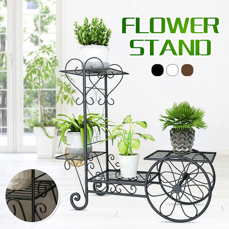 Metal Plant Pot Stand Holder Flower Display Shelf Garden Patio In/Outdoor White
