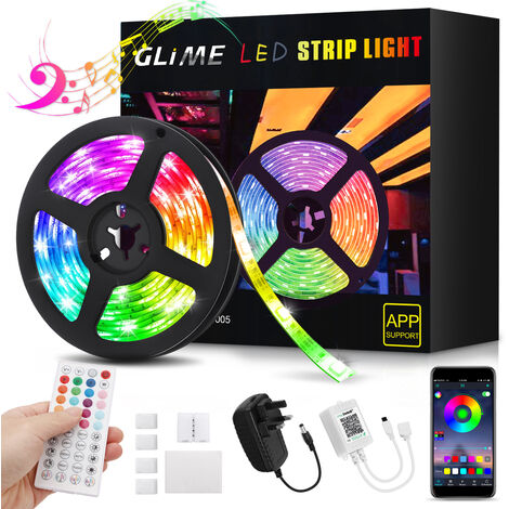 Better Bathrooms 5M RGB LED Strip Lights Colour Changing 5050 RGB Tape Cabinet Kitchen Lighting 