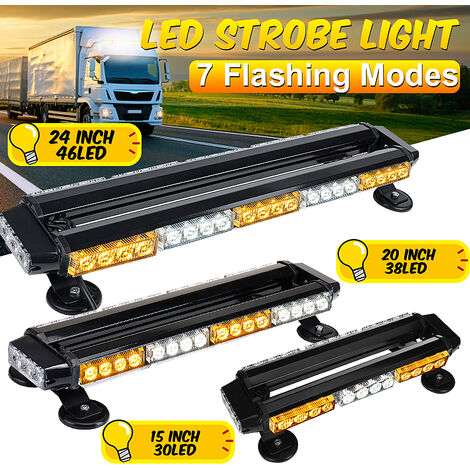 12V 24inch 46 LED Amber Double Sided Traffic Advisor Strobe Flash