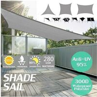 Sun Shade Waterproof Sail 420D Oxford Polyester Awning Cover Awning Outdoor Garden Yard Plant Protection (Gray, Square 3.6x3.6m)