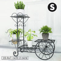 Metal Plant Pot Stand Holder Flower Display Shelf Garden Patio In/Outdoor Black