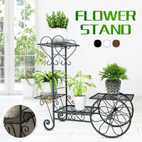 Metal Plant Pot Stand Holder Flower Display Shelf Garden Patio In/Outdoor Black