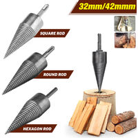 Twist Kindling Firewood Splitter Drill Bit Split Wood Cone Punch Tool round Handle 32mm