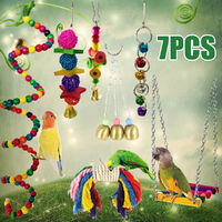 7pcs / set bird parrot hanging toys swing birdcage toys parakeet cockatiel parakeet