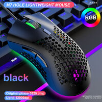Lightweight 12000DPI Wired Gaming Mouse RGB Lamp for Laptop / Desktop Honeycomb (Black, Wired Gaming Mouse)