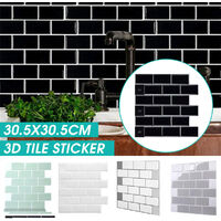 1PC 3D Brick Tile Stickers Bathroom Kitchen Wall Self Adhesive Sticker (Gray, 30.5cm / 12in)