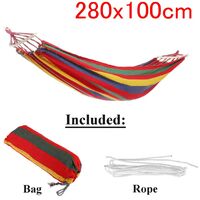 Outdoor Garden Portable Canvas Hammock Travel Camping Balan? Oire Hanging Chair Bed (Red, Type A Hammock With Wooden Stick (280x100cm))