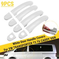 9pcs White Door Handle Cover Set For VW TRANSPORTER T5 T6 CADDY VAN