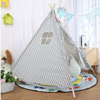 Teepee Tent Portable Kids Playhouse Sleeping Camping Backdrop (Gray, 165cm)