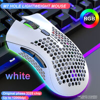 Lightweight 12000DPI Wired Gaming Mouse RGB Lamp for Laptop / Desktop Honeycomb (White, Wired Gaming Mouse)