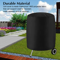 BBQ Grill Cover Waterproof Round Garden Patio Smoker Covers (Black, Size XL (27.5 & quot; x 27.5 & quot;))