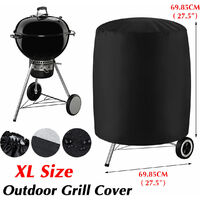 BBQ Grill Cover Waterproof Round Garden Patio Smoker Covers (Black, Size XL (27.5 & quot; x 27.5 & quot;))