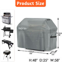 Heavy Duty BBQ Cover Waterproof Barbecue Grill Protector Outdoor Gas Covers 147x61x122cm Grey