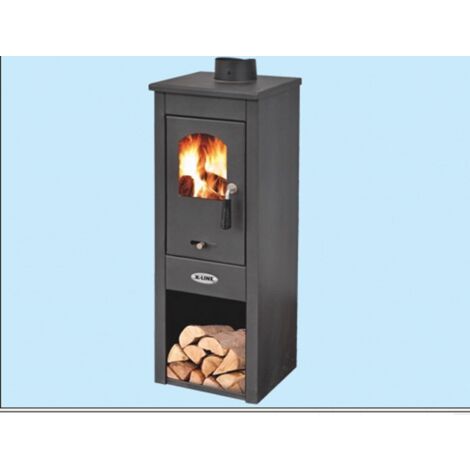 Stufa A Legna In Acciaio 5,2 kW Con Vano Portalegna K-Line Karso Antracite