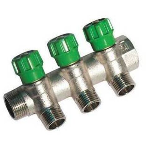 COLLETTORE LINEARE CON RUBINETTI D'ARRESTO 3 DERIVAZIONI IMPEX 3/4 x 1/2 DH