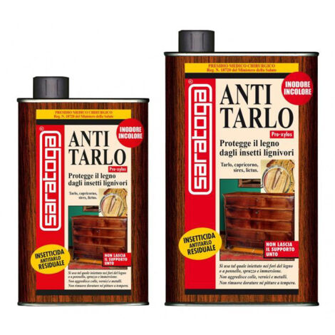 ANTITARLO LIQUIDO INODORE 500 ml TRATTAMENTO LEGNO CONTRO LARVE E TARLI SARATOGA