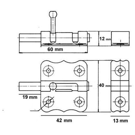 KIT 2 pezzi CATENACCIO A CANNONE OTTONATO 60 mm PER PORTE ED INFISSI IN  LEGNO