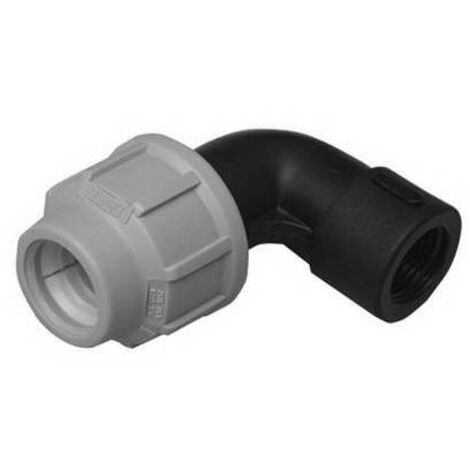 RACCORDO GOMITO COMPRESSIONE TUBO POLIETILENE FEMMINA IRRIGAZIONE GIARDINO 32x1 F