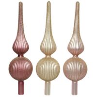 Puntale in vetro con decorazione a spicchi rosa o champagne H 31cm - 1 PEZZO
