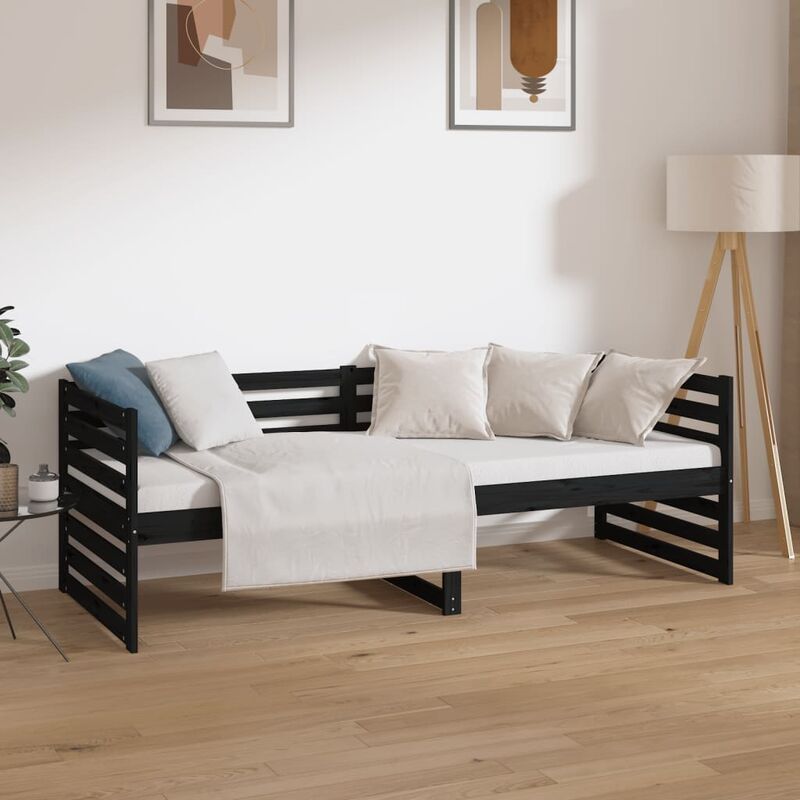 vidaXL Day Bed Black 80x200 cm Solid Wood Pine