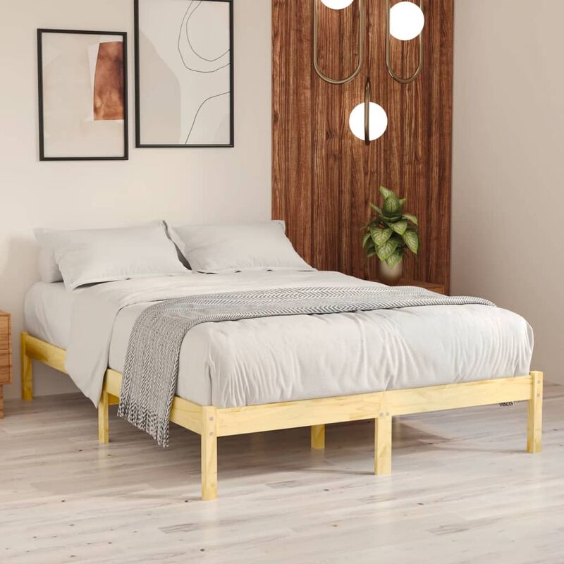 GoodValue Bed Frame Solid Wood 120x190 cm Small Double