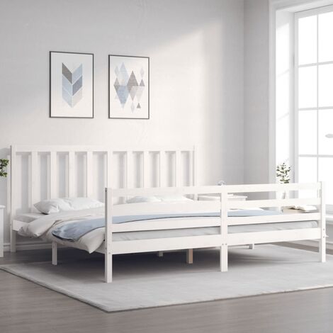 GoodValue Bed Frame with Headboard White 200x200 cm Solid Wood