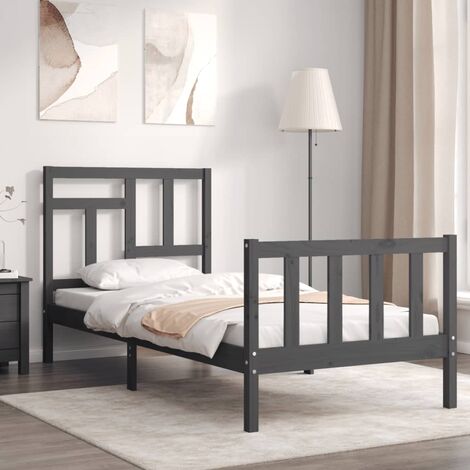 Dark gray deals wood bed frame