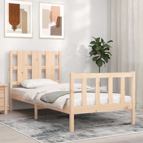 GoodValue Bed Frame with Headboard 90x190 cm Solid Wood