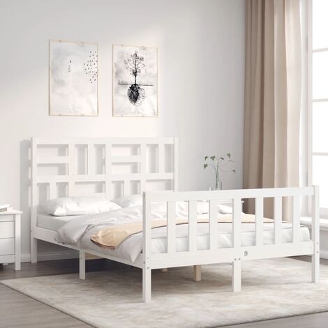 Twin bed frame with headboard deals white