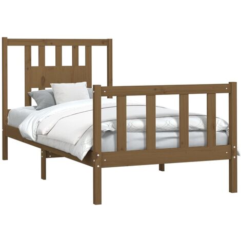 Goodvalue Bed Frame With Headboard Honey Brown Solid Wood Pine X Cm